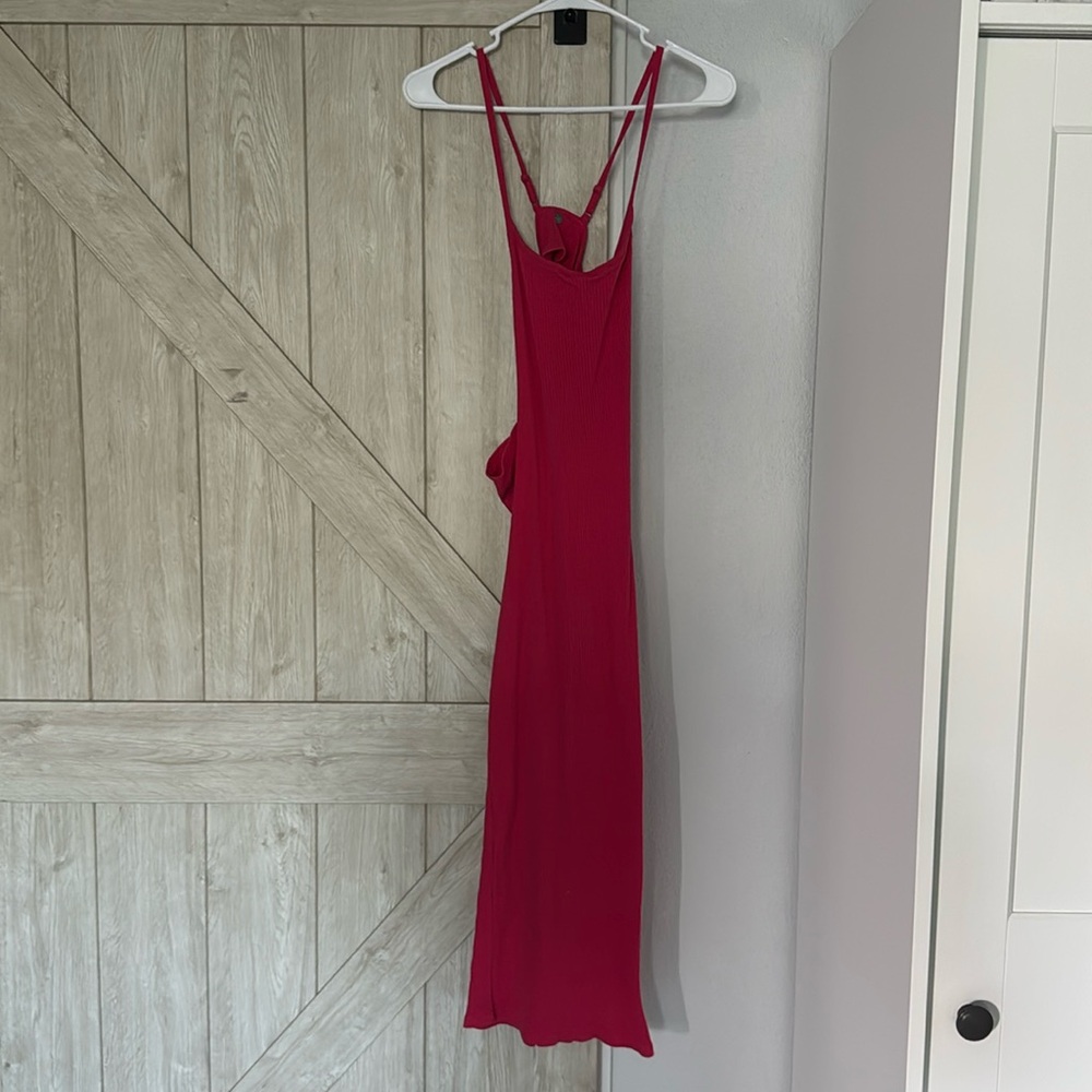 Roxy pink midi dress cut back tight size medium